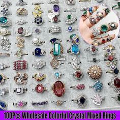 #ad Premium Quality 100Pcs Wholesale Colorful Crystal Mixed Rings Bulk Finger Band Ring Jewelry Lot, Fashion Jewelry Mixed Rings, Rings Light, Mixed Jewelry, Finger Band, Rings Crystal, Heavy Industry, Gem Diamonds, Diamond Fashion Rings, Color Number