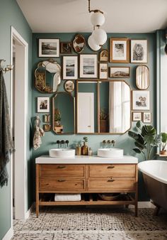 Wander into the world of boho chic, where every bathroom whispers tales of adventure and relaxation. Imagine transforming your daily rituals into moments of Boho Bathroom Blue, Modern Boho Bathroom, Earthy Bathroom, Teal Bathroom Ideas, Boho Bathroom Ideas, Teal Bathroom, Bathroom Makeovers, Bohemian Bathroom, Bathroom Accent Wall