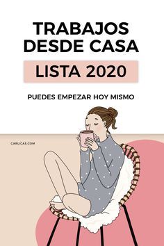 a woman sitting on top of a chair next to a pink background with the words,'trabaoos desde cas