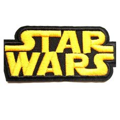 the star wars logo is shown in yellow and black, on a white background with an orange outline