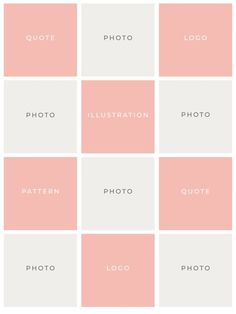 pink and white squares with the words photo