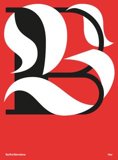 the letter b is made up of black and white letters on a red background,