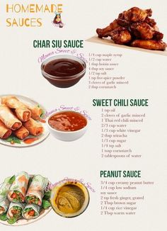 the ingredients for homemade sauces are shown in this graphic above it's description