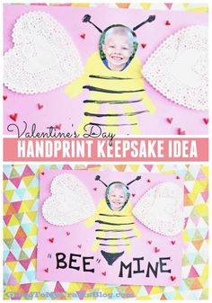 valentine's day handprint keepsake idea for the baby to be bee mine