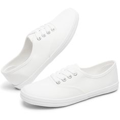 PRICES MAY VARY. 【Lightweight and Elastic】Womens White Canvas Shoes are made with lightweight version of the rubber outsoles, we combine natural rubber with other compounds synthetic rubber, to ensure the elasticity of natural rubber, but also durable and non-slip.Whether traveling or doing sports,the canvas sneakers will be one of the best choices. 【Breathable and Colorful Canvas】Paired with a pair of lively, playful, colorful canvas casual shoes, walk easily in the nature, that is a wonderful Cheap Urban White Sneakers, Cheap Low-top Sneakers For Light Sports, Cheap Beach Sneakers With Rubber Sole, Cheap Pink Canvas Shoes With Rubber Sole, Cheap Low-top Training Sneakers, White Canvas Sneakers, Casual Tennis Shoes, Canvas Sneakers Womens, White Canvas Shoes