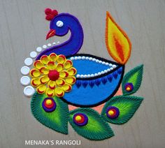 this is an image of a peacock with flowers on it