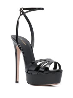 Find LE SILLA Lola Open-toe Sandals on Editorialist. black leather/goatskin/rubber multi-way strap design open toe high heel buckle-fastening ankle strap Le Silla Shoes, Custom Shoes Diy, Women's Shoes Accessories, Open Toe High Heels, Fashion Slippers, Couple Games, Fancy Shoes, Cute Heels, Clothes Style