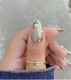 Floral Tip Nails, Nail Inspiration, Floral Nails, Chic Nails, Short Acrylic Nails, Nail Arts, Flower Nails, Cute Acrylic Nails, Green Nails