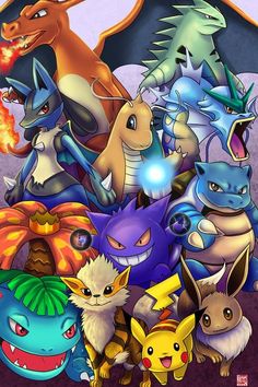 an image of many different pokemon characters