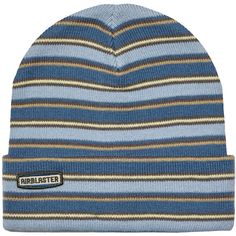 evo.com | Airblaster Beanies > Did you know that hats go on your head? You'll look cap-tivating in the The Airblaster Stripe Beanie, made with stripes and stoke. One Size Fits Most Folded Brim Fits Like a Beanie | Airblaster Stripe Beanie Hat 2024 in Blue Grunge Beanie, Hats Aesthetic, Beanie Looks, Hat Y2k, Cool Beanies, Street Accessories, Striped Beanie, Funky Hats, Blue Beanie