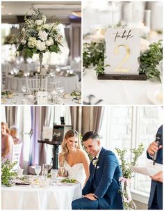 the bride and groom are getting ready to eat their wedding cake at the reception table