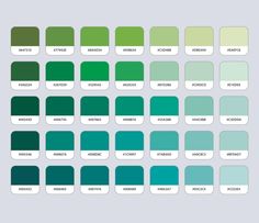 the color chart for different shades of green