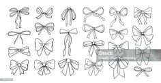 various bows drawn in black ink on white paper