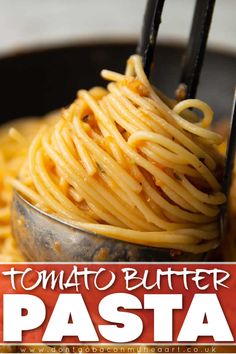 the cover of tomato butter pasta in a skillet