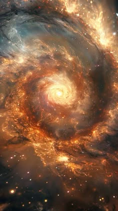 an artist's impression of a spiral galaxy with stars in the center and lightening