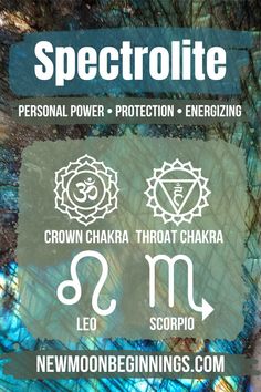 💚Personal Power • Protection • Energizing🖤 Spectrolite is a very high-grade variation of Labradorite. Its main difference from Labradorite is the variety of hues in its flash. Spectrolite displays the full spectrum of the rainbow when the light hits it at the right angle. Like Labradorite, it is a stone of power and purification. It helps to purify your energy and strengthens your intuition. Learn more about Spectrolite on our Crystal Meanings Page! Spectrolite Crystal Meaning, Spectrolite Meaning, Astrology Crystals, Leo And Scorpio, Personal Power, Crystal Meanings, Throat Chakra, Right Angle