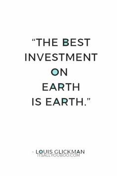 the best investment on earth is earth - louis gluckman quote about investing