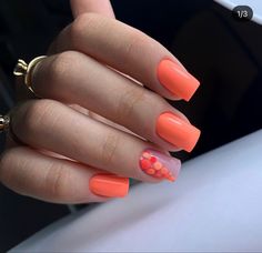 Samer Nails, Summer Nail 2024 Trends Orange, Spring Nails 2024 Orange, Accent Nail Art, Belle Nails, Pink Nail Art, Simple Gel Nails, Nails Design With Rhinestones, Nail Tattoo