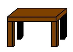 a wooden table on a white background with no one at it's top or legs