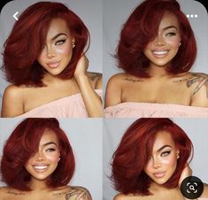 Urban Hair Styles, Brandy Hair Color, Short Layered Haircuts Shoulder Length Black Women, Monochromatic Hair Color, Spring Hair Color For Black Women, Burgundy Haircut, Full Figure Outfits, Short Burgundy Hair, Burgundy Hair