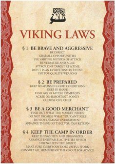 a menu for viking laws is shown in red