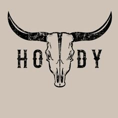 a bull's head with the word hodgy on it in black and white