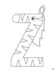 the letter z is for giraffe coloring page with an animal face on it