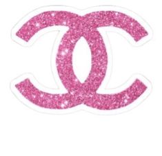 pink glitter chanel logo sticker