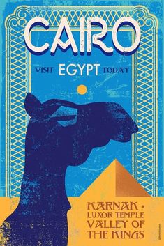 a poster with an image of a giraffe and the words, cairo visit egypt today