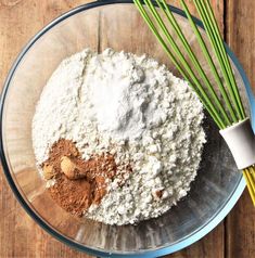 ingredients in a glass bowl on a wooden table