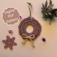 two ornaments are shown next to each other on a table with the words digital pattern