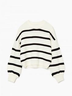 Drop Shoulder Sweaters, Striped Sweater, Dream Clothes, Striped Knit, School Outfits, White Tops, Stripes Pattern, Everyday Look