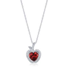 Disney Snow White Inspired Synthetic Ruby Apple Pendant 1/10 CTTW | Enchanted Disney Fine Jewelry