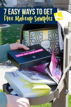 a mailbox full of books and magazines with the text 7 easy ways to get free makeup samples