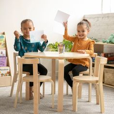 Create dedicated space for story time, playtime, arts and crafts, or snacks with ECR4Kids Bentwood Table and Curved Back Chair Set. The minimalist design includes a durable, round bentwood table and four ergonomic chairs with curved back support to complement any space. Build more engaging spaces to promote confidence and independence with child-sized furniture. This round activity play table and chair set allows students to quickly and easily pair up and work in small groups. Wooden chairs feat Wooden Chairs, Table And Chair Set, Bentwood Chairs, Play Table, Table And Chair, Kids Wood, Curved Back, Ergonomic Chair, Back Support