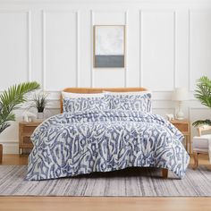 Front View of Khari Oversized Duvet Cover Set in blue#color_khari-blue King Size Pillow Shams, Oversized Quilt, Top Of Bed, King Size Pillows, Reversible Comforter, Fine Living, Queen Bedding Sets, Bedding Stores, Quilt Set