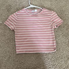 Really Cute Brand New Pink Striped Crop Top Great Quality Just Not My Style Anymore Offers Are Available Like Brandy Melville Cute H&m Crew Neck Top, H&m Casual Pink Tops, Casual Pink H&m Top, H&m Pink Summer Tops, Summer Pink H&m Tops, Trendy White H&m Top, H&m Striped Tops, Casual White Top From H&m, H&m White Casual Top