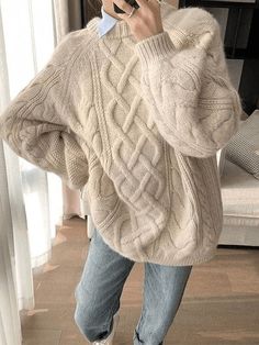 Oversized Cable Knit Sweater, Beige Pullover, Oversize Pullover, Pull Oversize, Pullover Outfit, Basic Sweaters, Oversized Pullover, Yellow Sweater, Sweaters Online