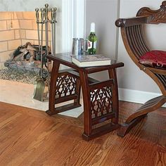 Like a soaring cathedral, Gothic fretwork rises on both sides of this 18th century European reproduction stool, named for the patron saint of education. Created of handcrafted wood in a richly dark finish, this Medieval style bench seat is instantly useful near a library bookshelf, a lavish boudoir, or a luxury bath. Our Design Toscano exclusive is a chameleon with most any decor! 19"Wx12"Dx17"H. 10 lbs. Color: Brown. Wooden Stool Designs, Library Bookshelf, St Thomas Aquinas, Saint Thomas Aquinas, Sculptural Chair, Gothic Furniture, Thomas Aquinas, Accent Stool, Accent Side Table