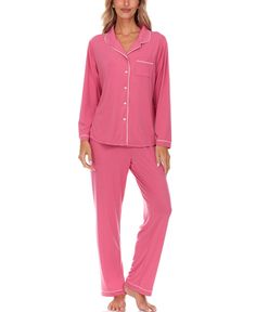 in stock Flora Nikrooz, Long Windows, Knit Pants, Long Sleeve Top, Pajama Set, Hot Pink, Full Length, Long Sleeve Tops, Sleeve Top