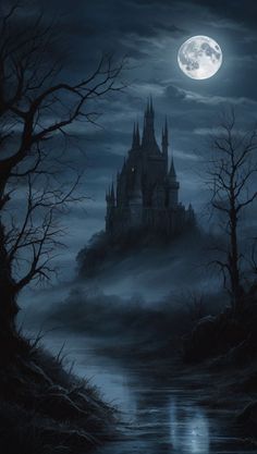 #homedecor, #interiordesign, #homedesign, #decor inspiration Pagan Inspiration, Anne Stokes Art, Gothic Landscape, Vampire Castle, Halloween Houses, Witch Pictures, Halloween Backdrop, Fantasy Theme