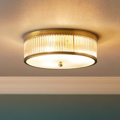 a ceiling light that is on in a room