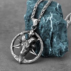 Gothic Stainless Steel Satan Ram Pentagram Necklace Pendant Punk Jewelry Pentagram Necklace, Necklaces Pendant, Animal Pendant, Punk Jewelry, Vintage Gothic, Necklace Fashion, Stainless Steel Pendant, Stainless Steel Necklace, Bling Bling