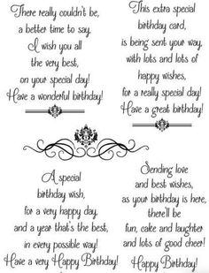 a birthday card with the words, happy birthday and some other things to write on it