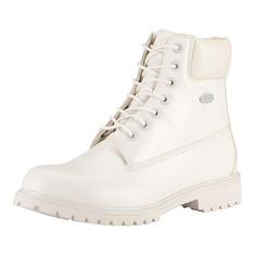 PRICES MAY VARY. padded insole padded collar and tongue synthetic upper classic lugz logo hardware and eyelets breathable lining Closure type: Lace-Up White Boots Men, Lugz Boots, Men In Heels, Boots White, Chukka Boot, Rounded Toe Boots, White Boots, Boot Brands, Mens Shoes Boots