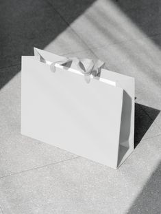 an empty shopping bag sitting on the ground