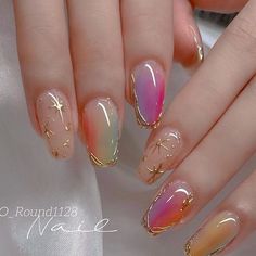 Neon Almond Nails Designs, Ethereal Nail Art, Tiger Eye Nails, Korean Nail Designs, Trending Nail Designs, Simple Acrylic Nails, Classy Acrylic Nails, Almond Nails Designs