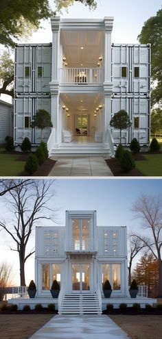 The Best Container Home Layouts for Families Container Bunk House, Unique Container Homes, White Container House, Tiny Home Container, Coolest Houses, Container Tiny House Ideas, Container Ideas, Small House Designs, House Made Of Containers