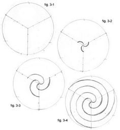 three circles with different sizes and shapes on them, all drawn in one drawing technique