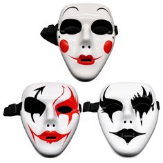 PRICES MAY VARY. 🧙🏻🎭🎭---Halloween Anime Mask 3pcs Masquerade Mask Full Face Opera Mask Plastic Hippie Costume Mask for Halloween Carnival Stage Performance Cosplay Dress Up. The cosplay mask is made of good material, lightweight and safe, comfortable for you to wear. 🧙🏻🎭🎭---There are no obstacles to your sight and breathing. The mask leaves you with plenty of space and breathability. This will add more joy and activity to you.. This mask with lifelike appearance makes you stand out from Masquerade Mask Full Face, Face Mask Costume, Anime Mask, Mask Full Face, Carnival Parties, Creepy Masks, Jester Costume, Opera Mask, Paper Mache Mask